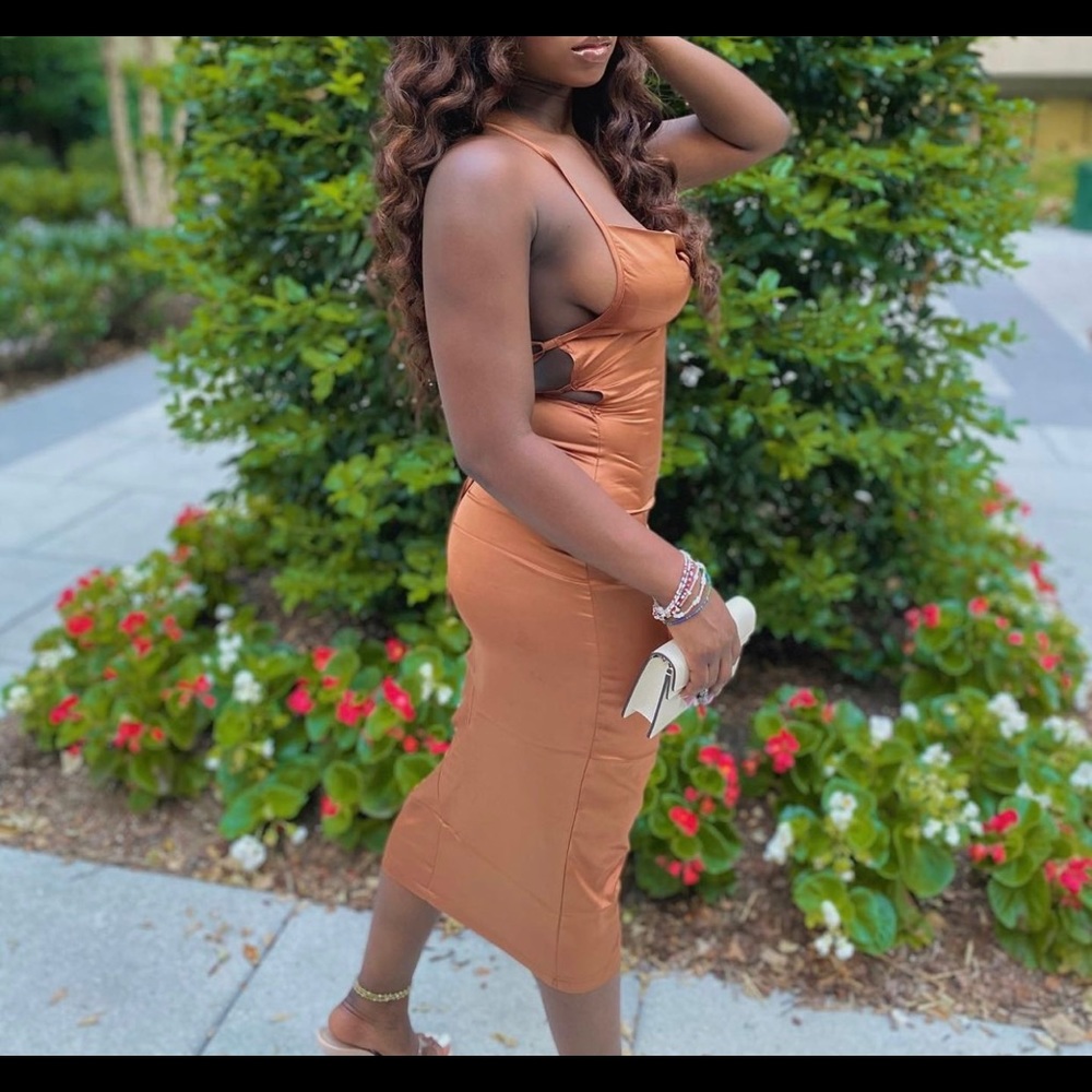 Brown satin dress